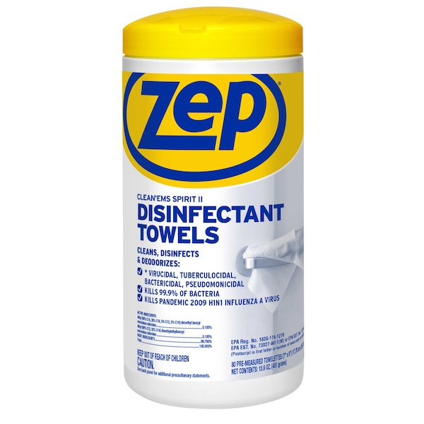 Zep Zep Recycled Fibers Disinfecting Wipes 80 pk R53380 - main